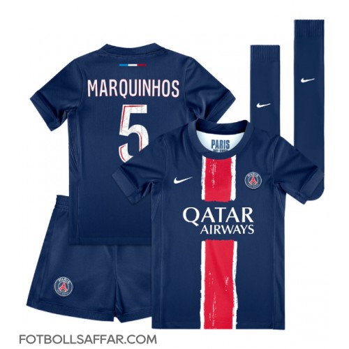 Paris Saint-Germain Marquinhos #5 Hemmadräkt Barn 2024-25 Kortärmad (+ Korta byxor)